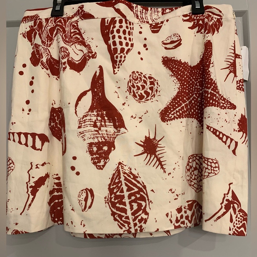 Rebecca Taylor Sea Shore Red/Cream Linen A-Line Mini Skirt size 16 NWOT - Picture 5 of 10